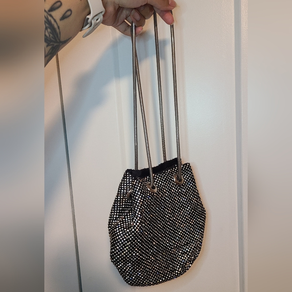 Rhinestoned chain purse